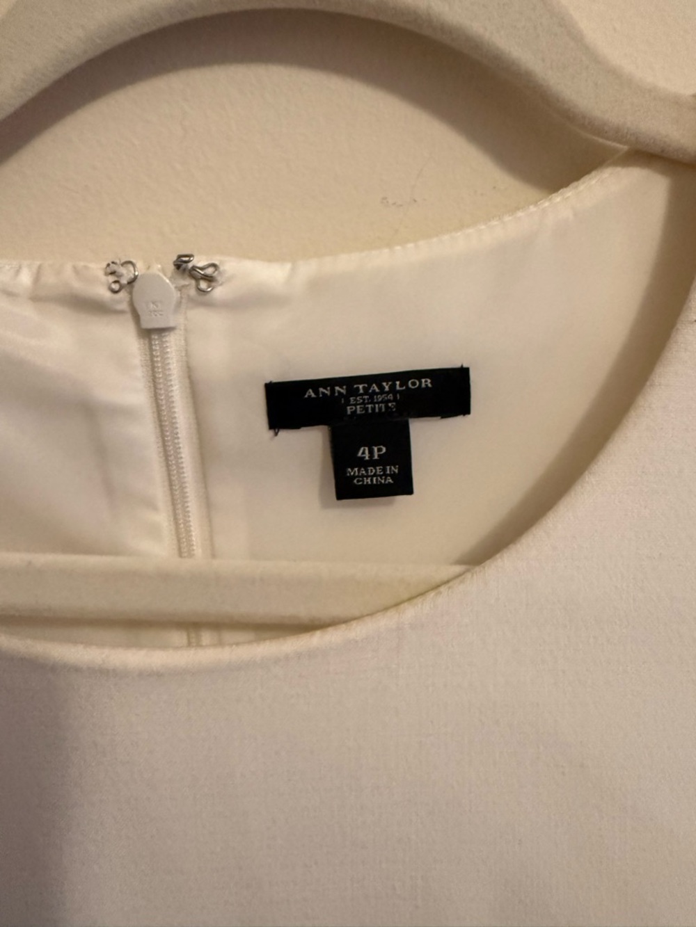 Ann Taylor Cream Mini Shift Dress with Front Zips - Picture 2 of 3